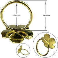 Златни цветни пръстени за салфетки от 6, празнични бели пръстени за салфетки за сватбено парти държач за хранене на маси за хранене и ежедневна употреба