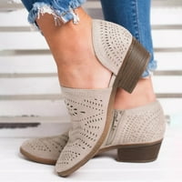 Жени обувки жени единични ежедневни обувки издълбани ниски изреза на петата ботуши цип глезени ботуши