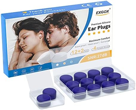 EXGOX 14 Чифта Силиконови Беруш за сън, Шумоподавляющие за Многократна употреба Formable Восъчни тапи за уши за плуване,