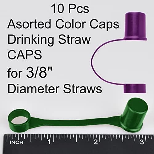 10шт Цветни Шапки за соломинок за пиене с диаметър 3/8 инча - - слама капак - капак за сламени шапки - Смесени цвят