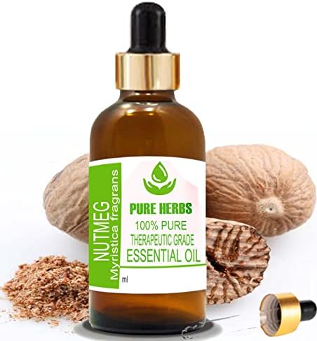 Етерично масло Pure Herbs Индийско орехче (Myristica Fragrans) е Чисто и Натурално Терапевтични 15 мл с Капкомер