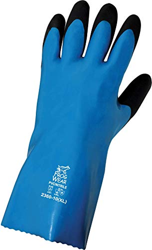 Global Ръкавица 2360 - FrogWear Ръкавици за работа с химикали от Нитрил / PVC Премиум клас- X-Large, Син, Черен
