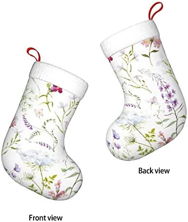 Коледни Чорапи YILEQUAN 18 Инча, Класически Чорапи с Цветя Модел, за Семейна Почивка, Украса за Коледното парти