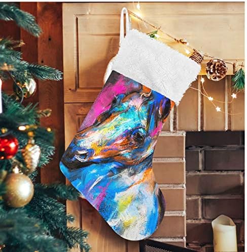 Коледни Чорапи ALAZA, Оригиналната пастельная рисувани Кон картон, Класически Персонализирани Големи Чулочные Украса за Семейни тържества, декорация за партита, 1 оп