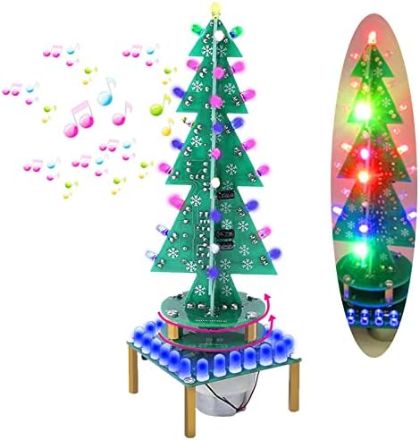 Adeept Цветни Въртящи се 3D RGB Коледно Дърво LED Комплект Направи си сам, Музикална Коледна Елха, Електронна Запояване,