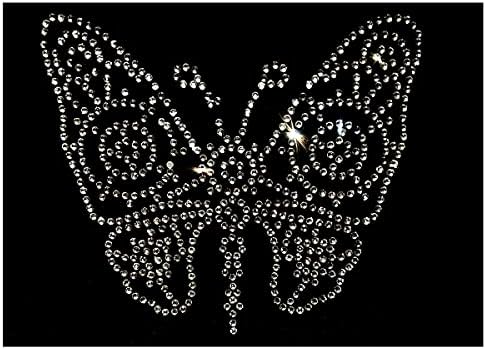 Комплект от 2 Блестящи Пеперуди в стил Steampunk Ширина 4 , Ослепленных Кристали, Гладящих Корекция, Преводна Стикер Направи