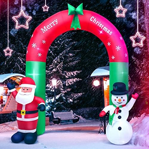 ВЕЧЕРЕН ЧАС Коледен Фестивал Атмосфера Украса 2,4 М Коледна Арка Старецът Снежен човек Надуваема Форма, с Лек Светящимся