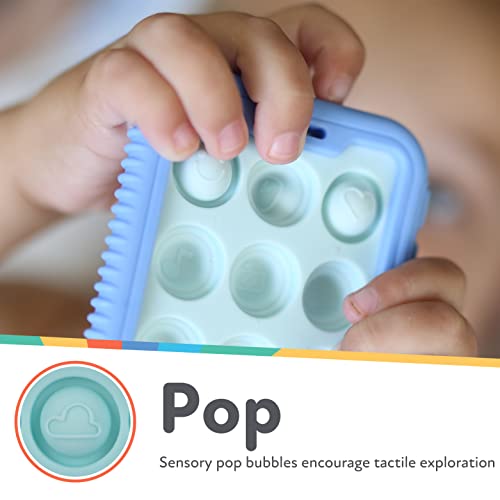 Играчка за никнене на млечни зъби Nuby Бебе - Не съдържа BPA - 3 + Месеца - на Мобилен телефон Giggle Bytes Sensory Popper - Син