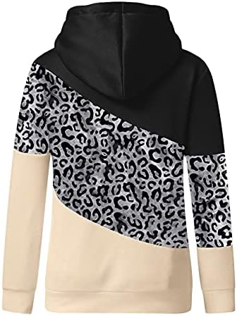 Дамски сладки леопардовые контрастни свитшоты оверсайз с дълги ръкави, свободни, пуловери, блузи, джобни ежедневни блузи