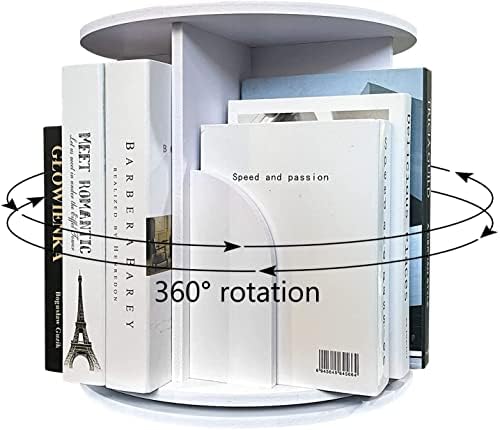 YGYQZ 4-Нива на лавица за книги с въртящ се дисплей - Черен Мрамор, гледка на 360 градуса, Уникален Въртящи Рафтове за съхранение, въртящи се в Малка библиотека, идеално з?