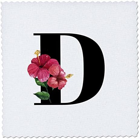 3dRose 3DRose Mahwish - Monogram - Изображение на цветя монограм D - Квадрати за стеганого одеяла (qs-371763-2)