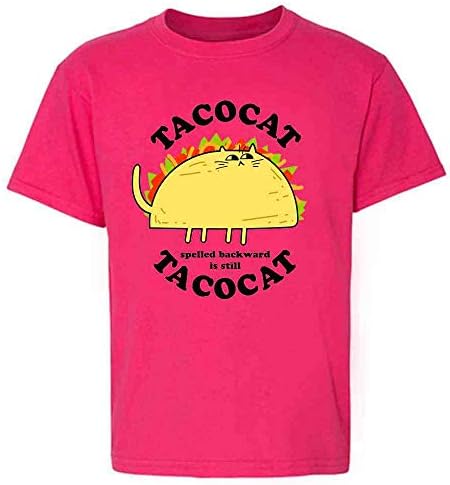 Поп Threads Tacocat, Написани Отзад Напред, - това е Tacocat, Забавна тениска с Котка Тако, Младежка Тениска За Момичета и Момчета