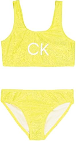 Комплект на бански костюм-бикини Calvin Klein за момичета от две части, със защита от слънцето UPF 50+