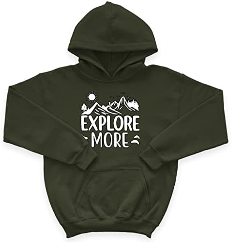 Детска hoody с качулка от порести руно Explore More - Детска hoody с думата дизайн - Графичен hoody за деца