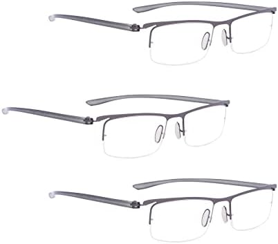 LUR 3 опаковки на метални очила за четене + 3 опаковки очила за четене без рамки (само 6 двойки ридеров + 1,75)