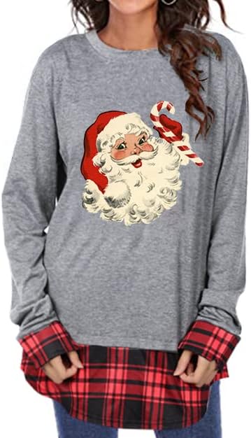 MYHALF Коледна Hoody Дамски Грозен Дядо Коледа Забавен Графичен Пуловер Пуловер за Коледа на Празнични Партита Блузи С Дълъг
