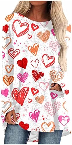 Туники за жени, Ризи с Хубав принтом във формата на Сърце, Блузи с дълги ръкави, Ежедневни Риза, Туника, Пуловер за Носене