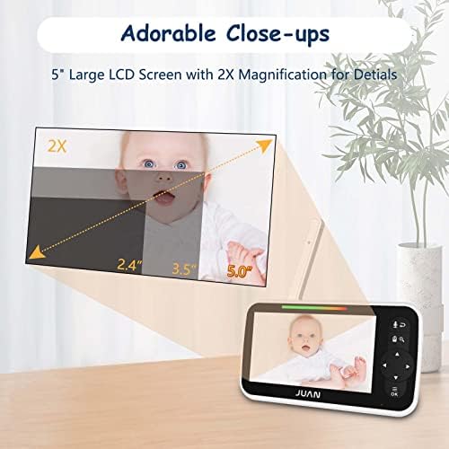 Видеоняня с камера и аудио -Монитор с детска камера Без Wi-Fi, 5-инчов LCD дисплей, следи бебето на далечни разстояния 1000