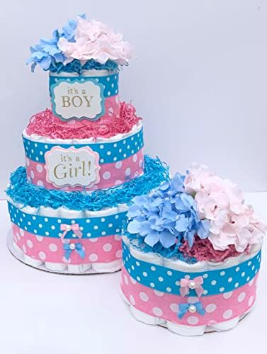 Мини-торта от памперси - Централна украса В грах / Класически стил, Разкриващ пол - Неутрално - Детски душ - Подарък