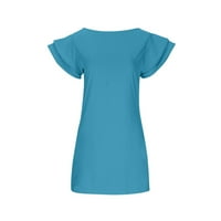 Дасайо синьо дамски летни рокли модни жени ежедневни беззакони за гърне на магистрала с късо ръкав мини рокля