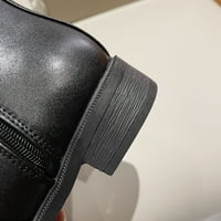 Dyfzdhu Fashion Women Artificial Leather Solid Color Есен е есен с дебелина Единична токчета с цип Кратък ботуши Кръг пръст Поддържайте топли обувки