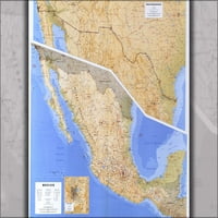 24 x36 Плакат за галерия, ЦРУ карта на Мексико и САЩ Граница 1993