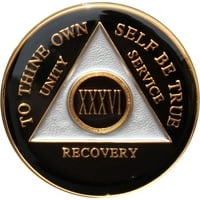 Година черна три-плоча алкохолици анонимни медальон- Aa трезвост чип