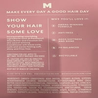 Понеделник за косъм за косата за гладък шампоан и балсам, FL OZ всеки, SLS, Paraben и без жестокост без жестокост