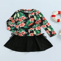 3-7y Kids Girl Summer Autumn Swimsuit Scale Print Cound Neck Long Guest Top+Tulle Shorts Пола Празник на плажове