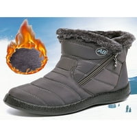 Avamo Snow Boots for Women, топли ботуши за глезени водоустойчиви фиш на открито върху козина, облицована зимна къси обувки против приплъзване на комфортни обувки с цип