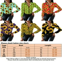 Avamo жени върхове на ревера ризи слънчоглед блуза дами ежедневна туника риза празник лилаво 2xl