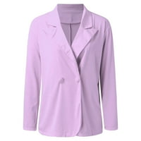 KALI_STORE Зимни палта за жени Дамски ежедневни блейзери Отворете предни фронтални работни якета с дълъг ръкав Blazer Purple, XL