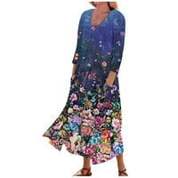 Sendkeelladies Небрежна флорална щампа три четвърт джобни рокля в ръкав