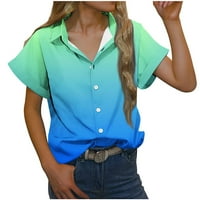 Тениски за разчистване на женски ризи за жени с къси ръкави за жени с къси ръкави флорални отпечатани шаблони за ежедневни върхове блузна риза