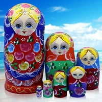 Задайте подредени цветни момиче момиче matryoshka гнездене кукли пъзел играчка домашен декор