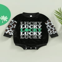 Meihuida Infant Baby Irish Festival Jumbsuit Leopard Print с дълъг ръкав Кръгла шия кадифе, 0- месеца
