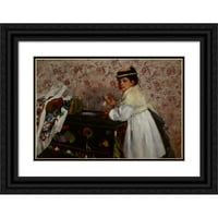 Едгар Дегас Черна богато украсена дървена рамка Двойна матирана музейна печат, озаглавено - Портрет на госпожица Хортенс Валпинкон