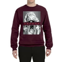 Wild Bobby, Marilyn Savage Bandana, улично облекло, Unise Crewneck Graphic Sweatshirt, Maroon, голям