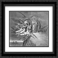 Густав Доре Матиран черен богато украсен арт печат „Дяволи и Върджил“