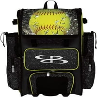 Boombah Rolling Superpack 2. Бейзболна чанта за предавка за софтбол - 23-1 2 13-1 2 9-1 2 - Софтбол акцент черно оптично червено - телескопична дръжка - задържа прилепи - Версия на колелата