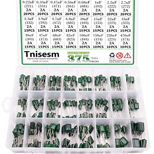 Tnisesm 100 БР 10-цифрен Метализирани Кондензатори от майларовой полиестерен филм в асортимент, комплект 103nF - 474nF 100