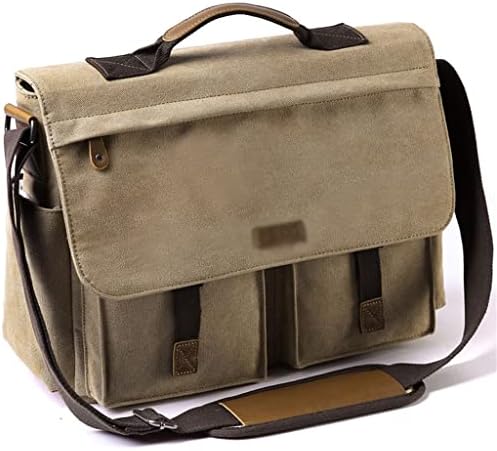 Мъжка чанта-месинджър, Ретро постоянен вощеный платно, 15.6-инчов куфарче за лаптоп, мека чанта през рамо (Цвят: A, размер: