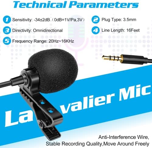 Петличный микрофона на ревера на професионален клас за TCL 20 SE, съвместим с мобилен телефон iPhone или камера За блогове, видеоблогов, запис ASMR, Малък микрофон, в риза съ?