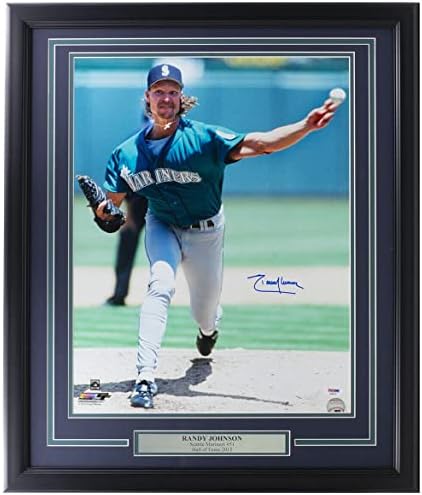 Снимка на Ранди Джонсън с автограф, в рамката на 16x20 Seattle Mariners PSA/ ДНК - Снимки на MLB с автограф