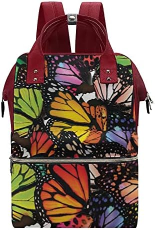 Цветна Чанта за Пелени с Пеперуда, Раница, Водоустойчива Чанта За Майките, Раница с Голям Капацитет