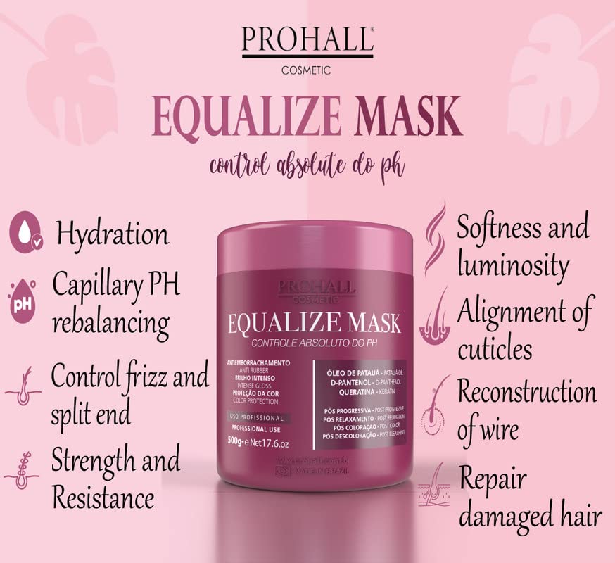Prohall Cosmetic Equalize Hair Mask Маска за коса, с размер на РН, за суха Изтощена коса-Маска за грижа за боядисани, третирани кератин и осветленными руса коса-за Неутрализиране на