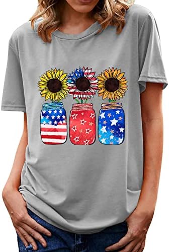 Тениска за Момичета, Памучен Риза с кръгло деколте и деколте Лодка, Графичен Принт Семки, Цвете Блуза за Късна Закуска, Риза Дамски XA