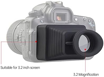 Визьора на камерата LYNCA, Здрав LCD екран с 3.2-Кратно увеличение, Екран, Видеокамера, Козирка, Качулка, Лупа, Сгъваем дизайн,