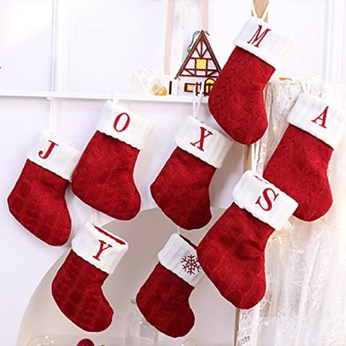 Коледни Чорапи Kripyery, Червени Коледни Чорапи с Монограм, Коледни Чорапи за Камината, Подаръчни Опаковки за шоколадови