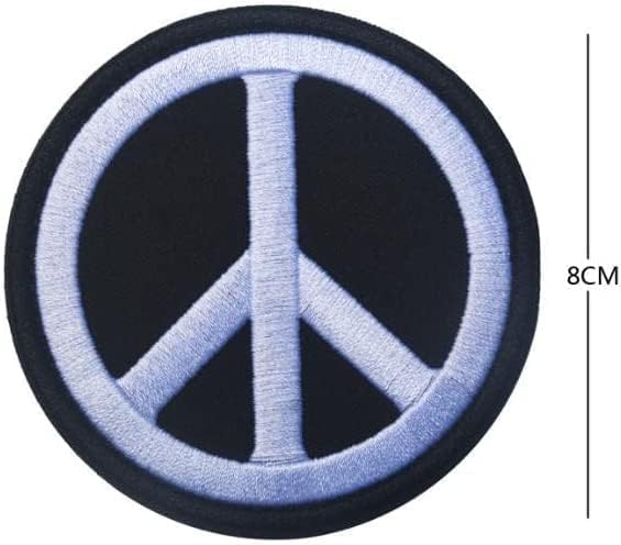 Знак за Мир по целия свят Нашивка с Логото на Апликация във формата на кука и loop Пришитый Бродирана Иконата Бял на Черен Антивоенный Символ на Хипи за Раници Дънков?
